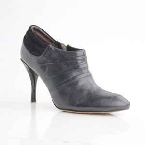 Pleated Leather Ankle Boots Booties Shoes Heels